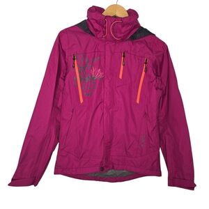The North Face Womens Pink Floral Hooded Windbreaker Rain Jacket Size Small